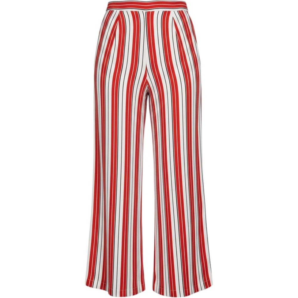 Loft Womens Red White Striped Wide Leg Pants Elastic Waist Size S